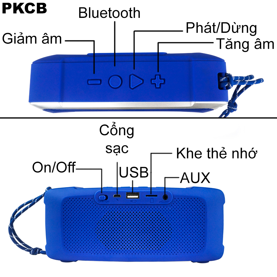 Loa bluetooth mini không dây nghe USB thẻ nhớ PKCB176 Đỏ - Hàng Chính Hãng