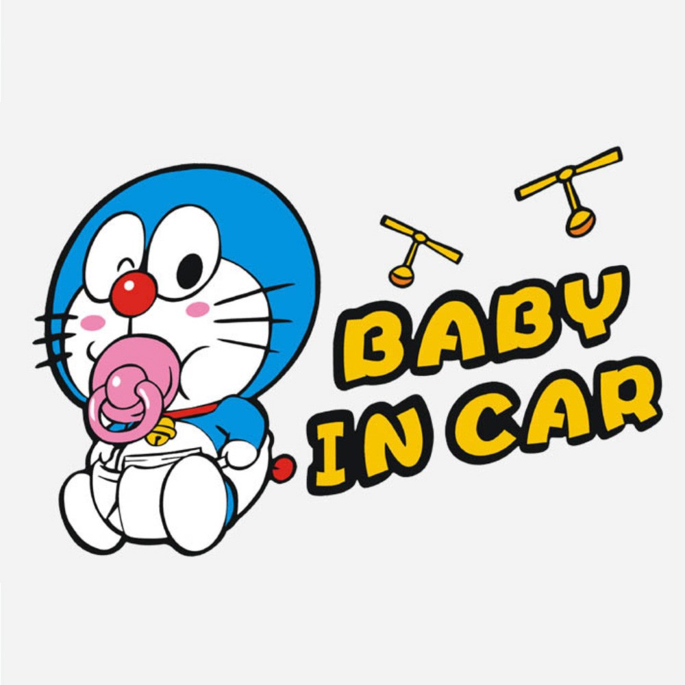 Doraemon Baby in car - Sticker transfer hình dán trang trí Xe hơi Ô tô size 18x11cm