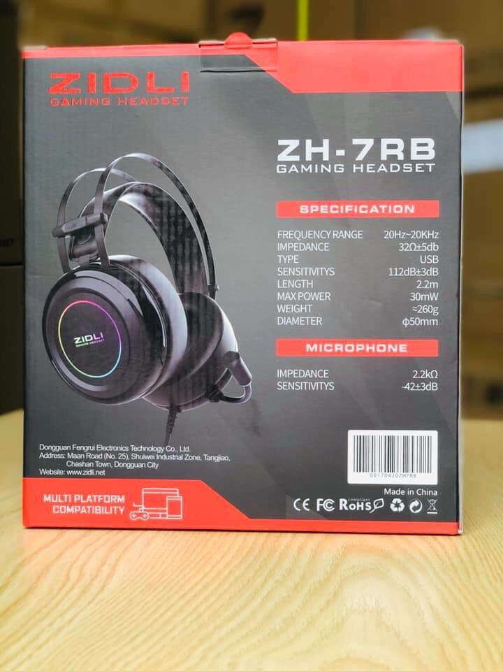 Tai nghe Gaming ZIDLI ZH-7RB (Sound 7.1, Led fix RGB) Black _ Hàng chính hãng