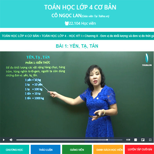 Khóa học TOÁN HỌC CƠ BẢN LỚP 4 - Cô Ngọc Lan - 09 tháng