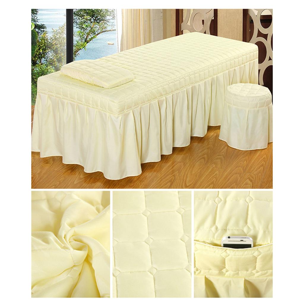 Beauty Linen Set Face Table Bed Skirt Pillowcase Stool Cover for Massage Beds