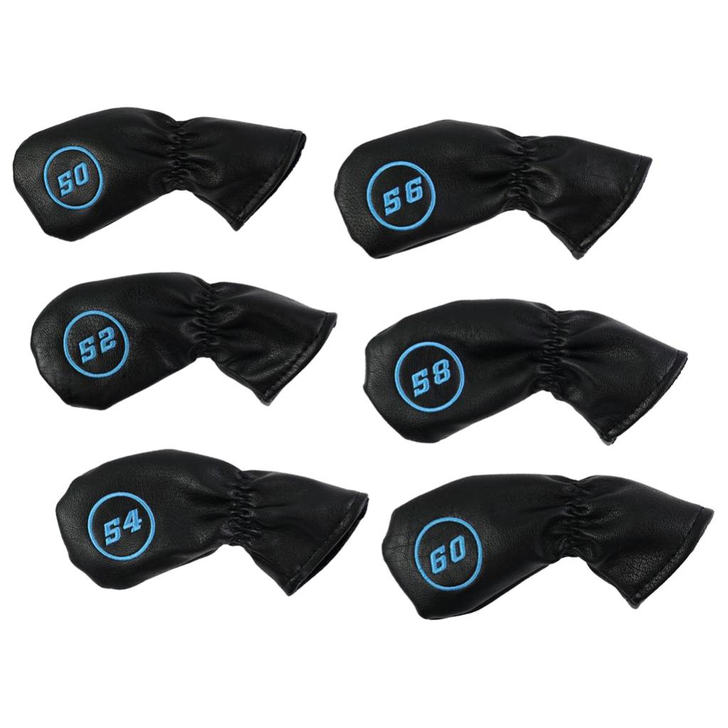 6pcs Golf Club Head Cover Irons Headcover Protector with Number Black