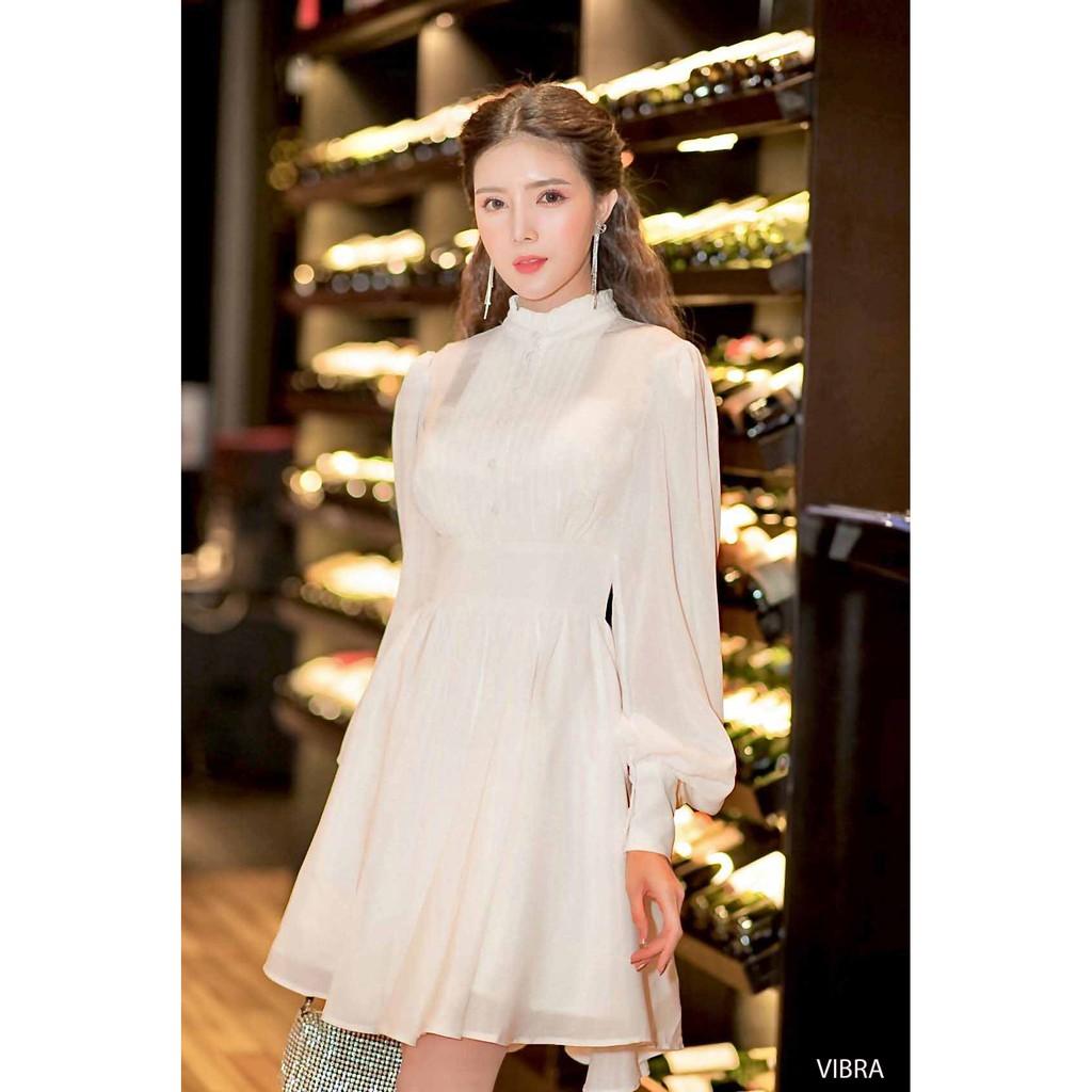 Đầm xòe tay dài xếp ly dự tiệc napubee - Váy xòe tiểu thư thiết kế VIBRA DRESS