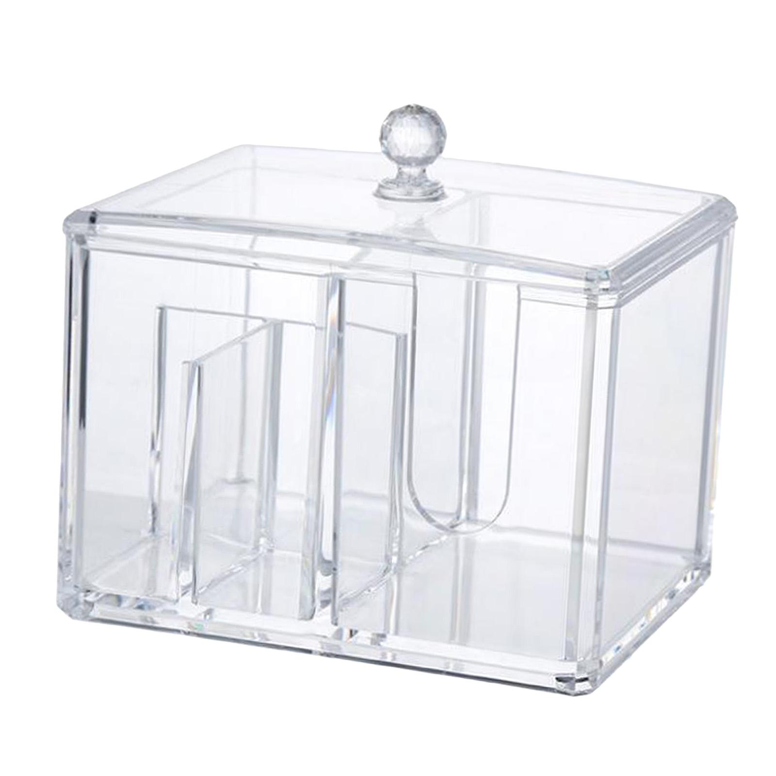 4-Grid Cotton Pads Swab Holder Container Case with Lid Easy to use