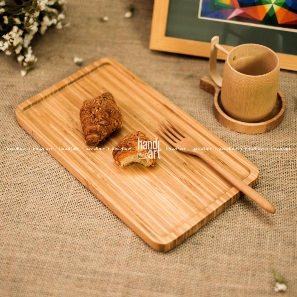 Khay gỗ tre chữ nhật - Khay gỗ tre decor - Bamboo wood tray