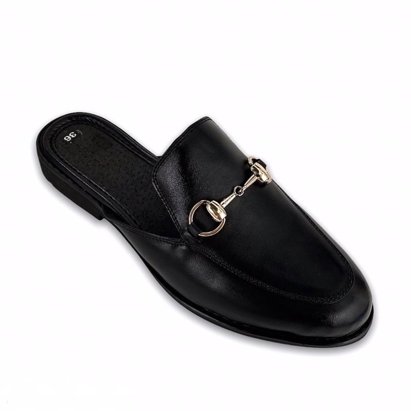 Giày Sục nam nữ da bò thật cao cấp HT751 Ver.1 đen size 35-45 cá tính