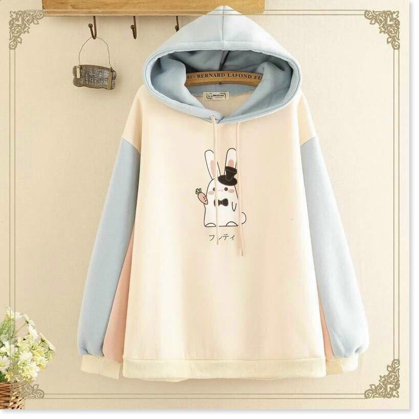 Áo khoác hoodies form rộng có mũ con thỏ cực đẹp , hot 2021 THỜI TRANG MỚI KINGSHOP79