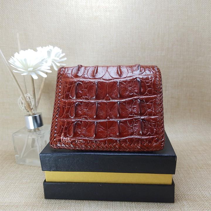 Ví Nam Da cá sấu LuxLeather LM2102 Đan Viền thủ công - Hai mặt - Kiểu đứng - Da lưng