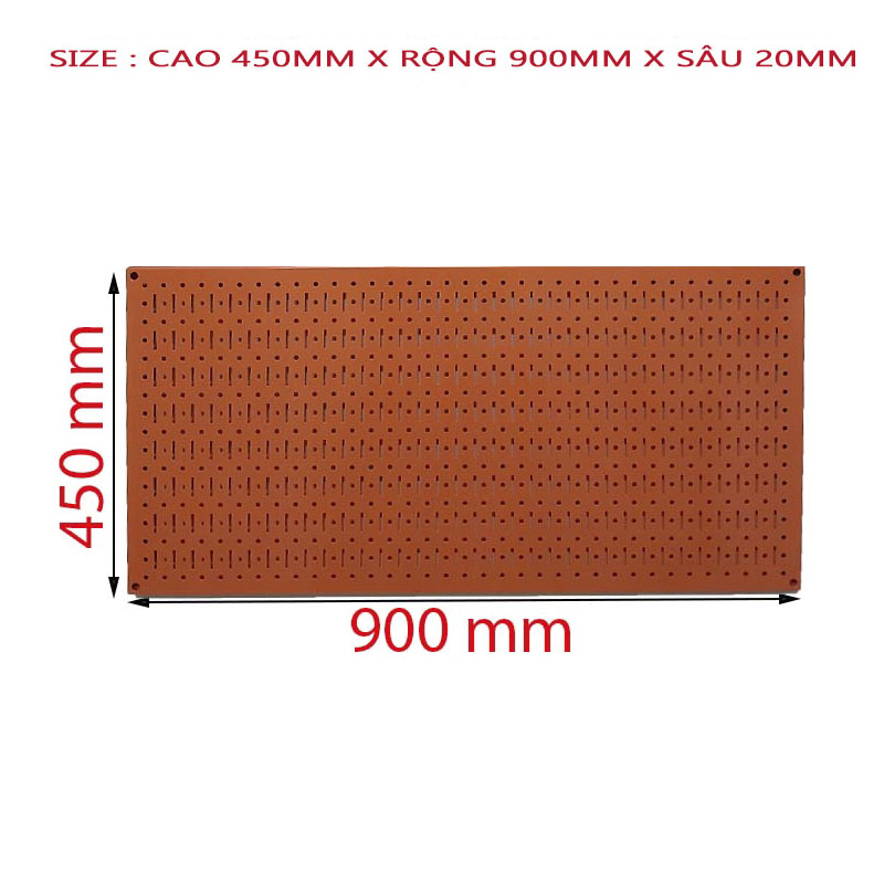 Tấm vách lưới pegboard màu cam treo tường đa năng