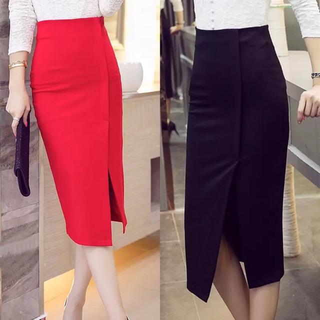 CHÂN VÁY BÚT CHÌ SẺ ĐÁP TRƯỚC có khÓA kéo đủ màu