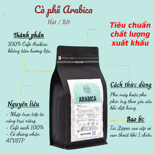 Cà Phê Arabica Rang Xay Nguyên Chất - Dạng Bột - 90S Coffee Vietnam - 100% Cà Phê Sạch Cao Cấp