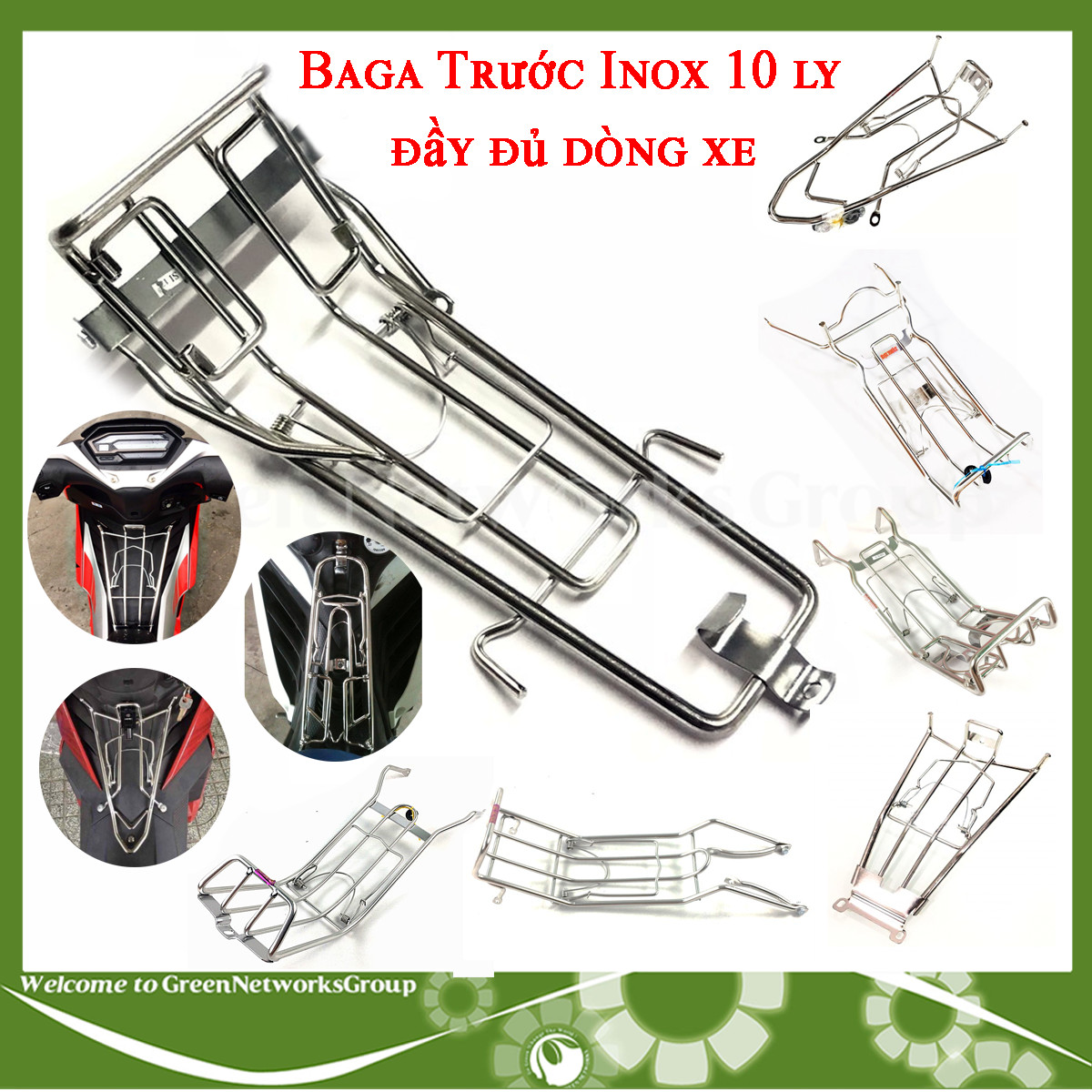 Baga giữa Inox 10Ly dành cho các dòng xe Wave, Dream, Wave a 2017-2019, Future Fi, Wave Blade, Exciter, Winner, Sirius, Sonic và nhiều dòng xe khác Green Networks Group ( 1 Cái ) - Có Phân Loại SP