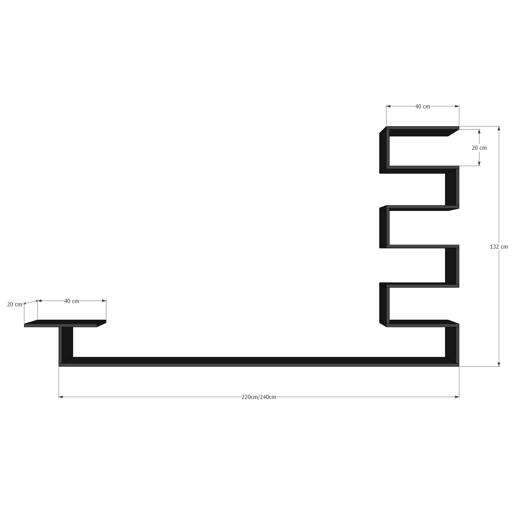 Kệ Tivi Thiết Kế Hình Ziczac Âm Tường Sáng Tạo, Độc Đáo SIB DECOR (Kích thước và màu sắc đa dạng)