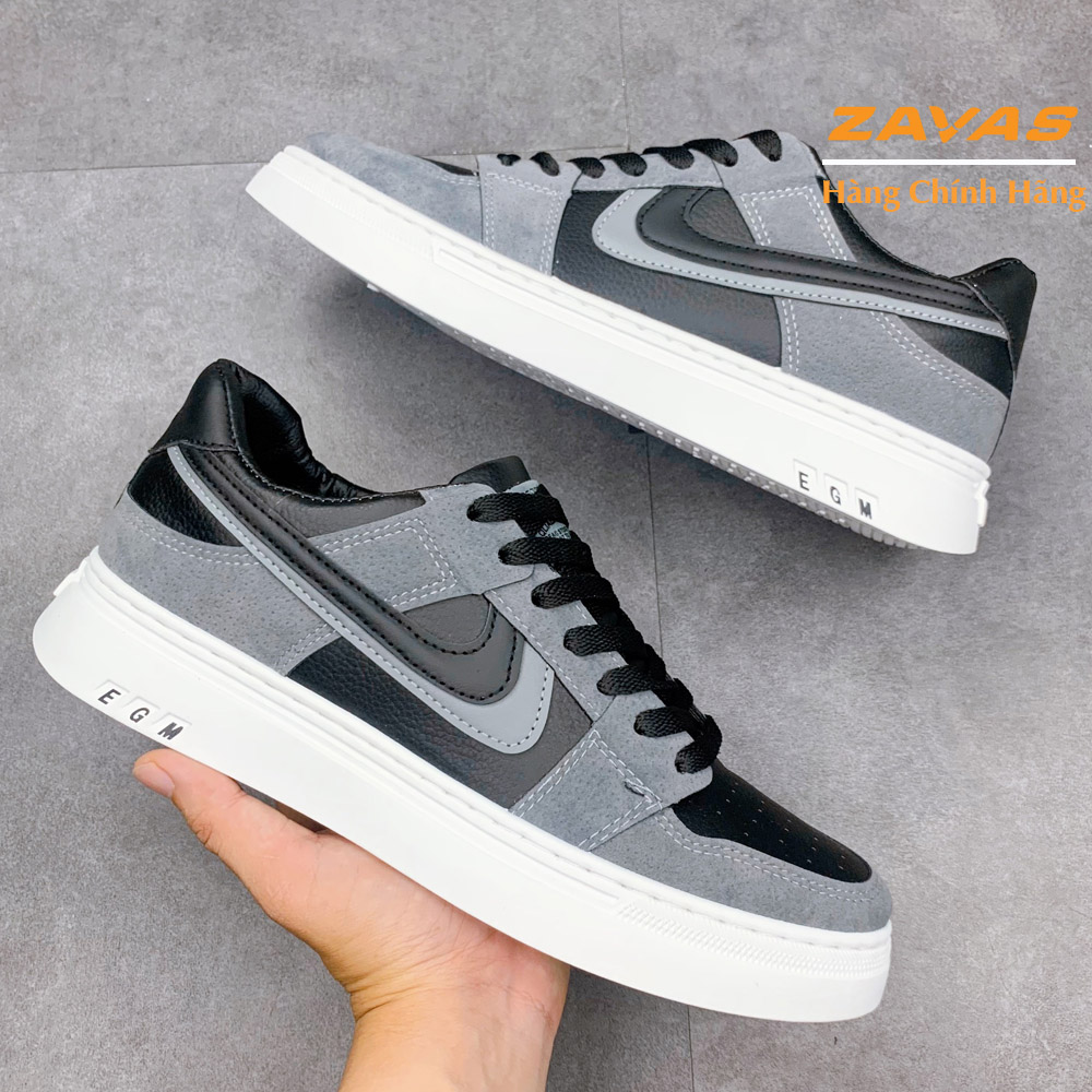 Giày Thể Thao Nam Màu Xám Đen, Sneaker Nam Màu Xám Đen, Đế Êm, Nhẹ Thương Hiệu ZAVAS - S408