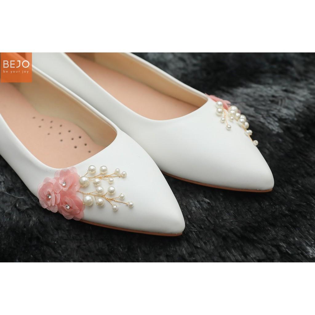 GIAFY CƯỚI - GIÀY CÔ DÂU BEJO B44 3HOA CAM, CÀNH NGỌC- WEDDING SHOES