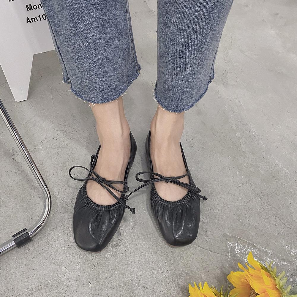 Giày Sandal Đế Bằng Đính Nơ Xinh Xắn Dành Cho Nữ