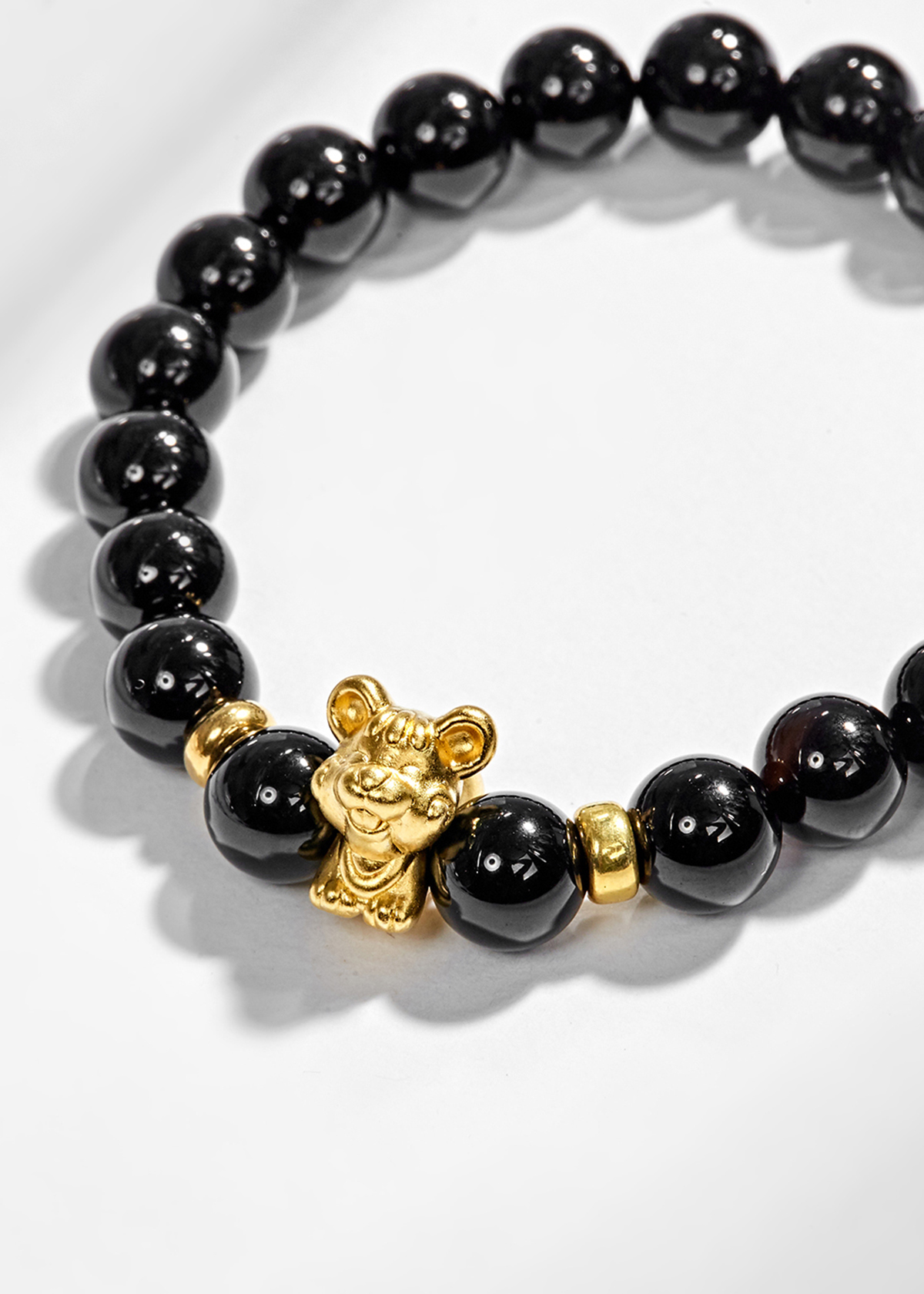 Vòng Tay Đá Obsidian Charm 12 Con Giáp Bạc Mạ Vàng 24K Mệnh Thủy, Môc - Ngọc Quý Gemstones