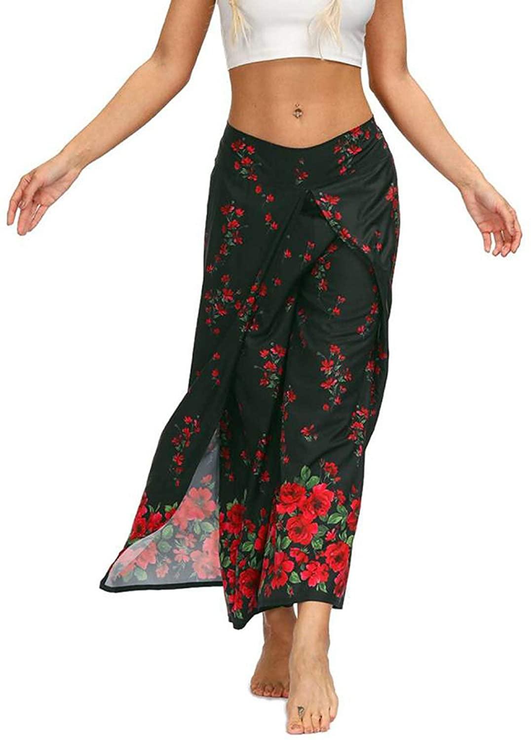 Palazzo Xẻ Quần Ống Rộng Thể Thao Nữ Casual Bãi Biển Boho Tập Yoga Hippie Bohemian Philatô Plus