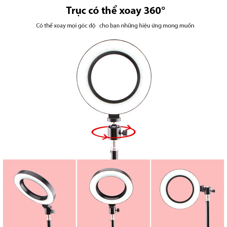 Ring light Đèn trợ sáng livestream 3 chế độ màu có thể điều chỉnh độ sáng kèm giá đỡ có sạc pin USB thích hợp cho các bạn thường xuyên livestream selfie studio