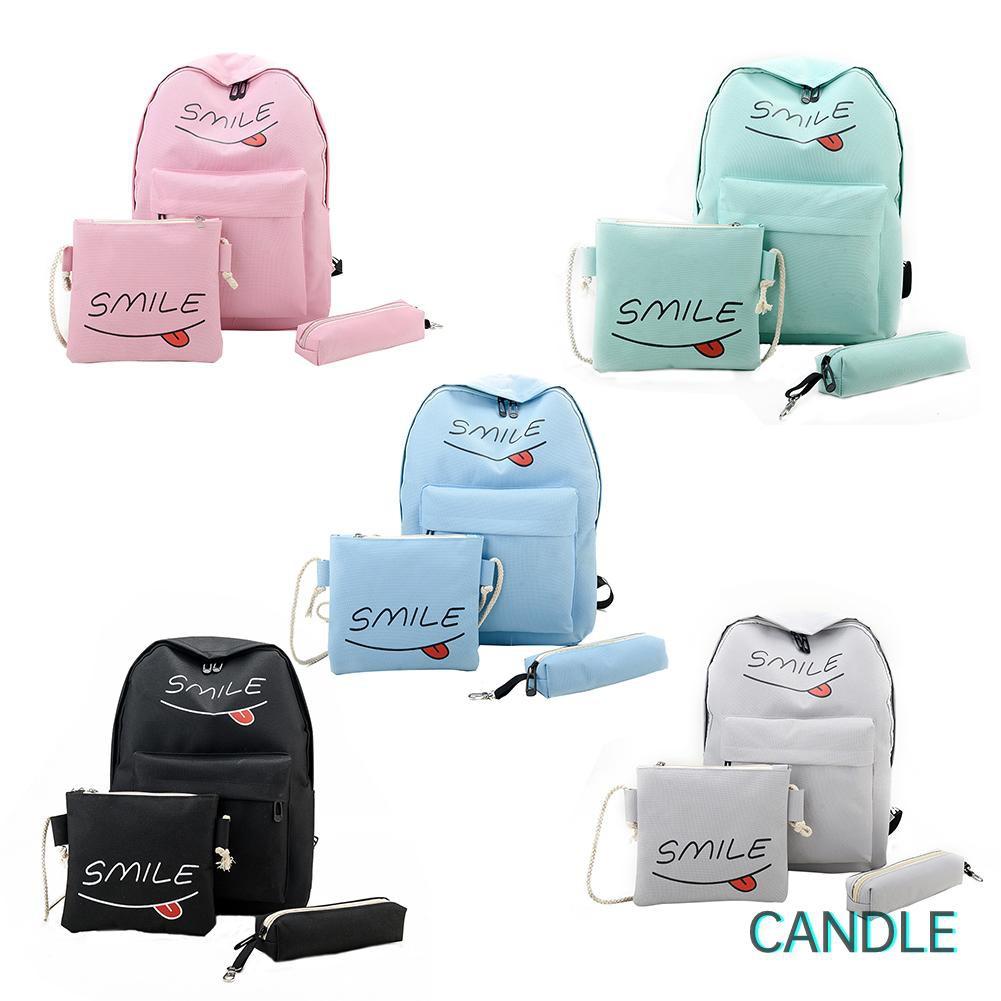 Set 3 Ba Lô Túi Ví Canvas Thời Trang Nữ Tính