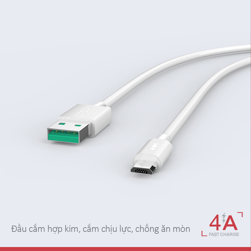 Cáp sạc Micro USB hỗ trợ sạc nhanh QC 4.0 siêu bền, an toàn, dùng cho các dòng này có cổng sạc USB Micro H025