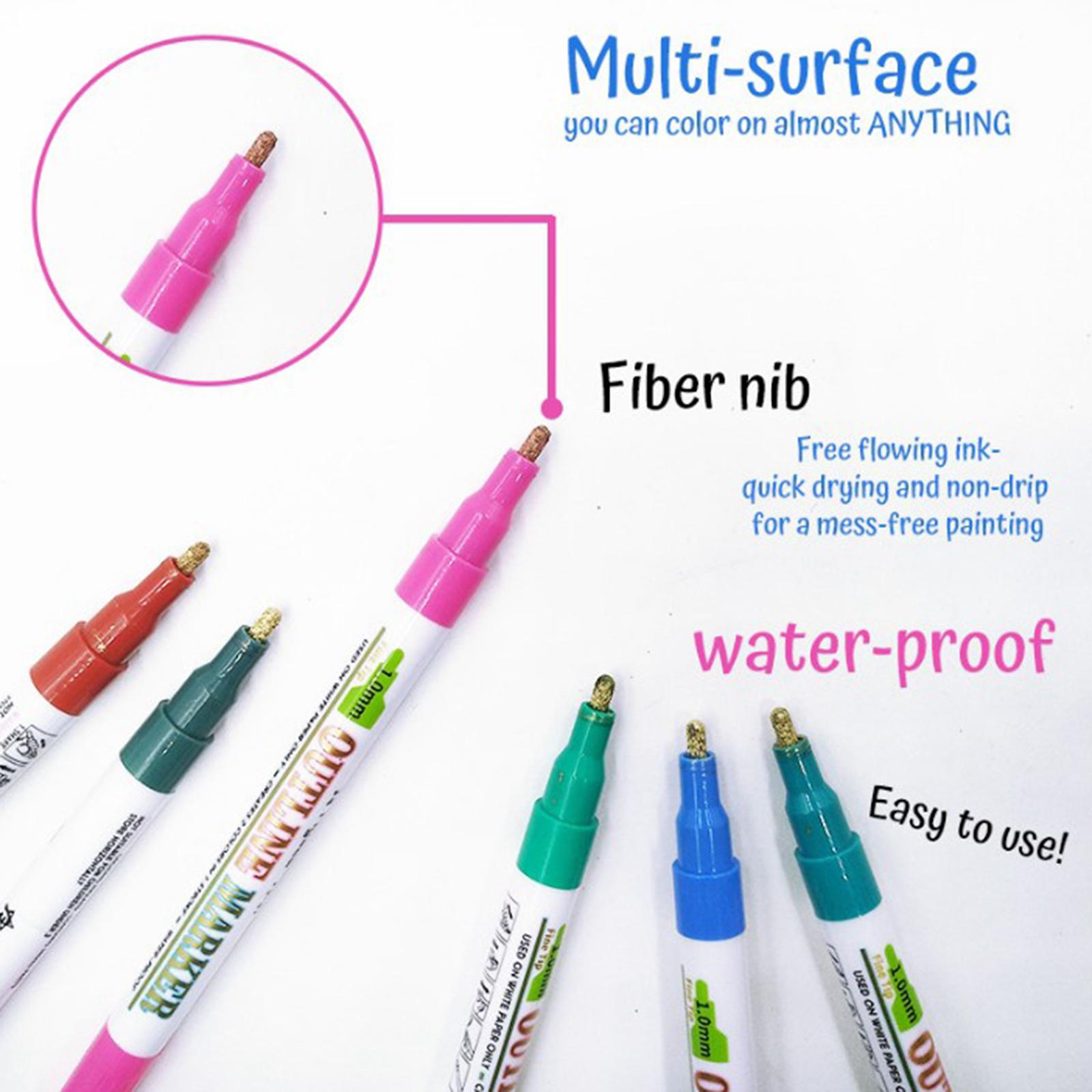 Double Line Outline Pens, 24 Colors Double Line Pen for Art Drawing Greeting Cards Craft Projects Posters Painting
