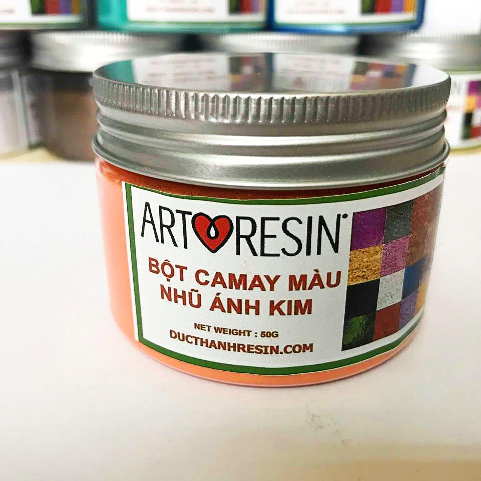 Bột camay nhũ ánh kim pha Epoxy Resin màu CAM - ORANGE 50g