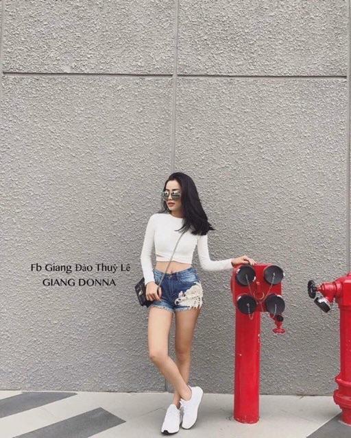 Áo Croptop Cut Out Tay Dài - Kèm Ảnh Thật