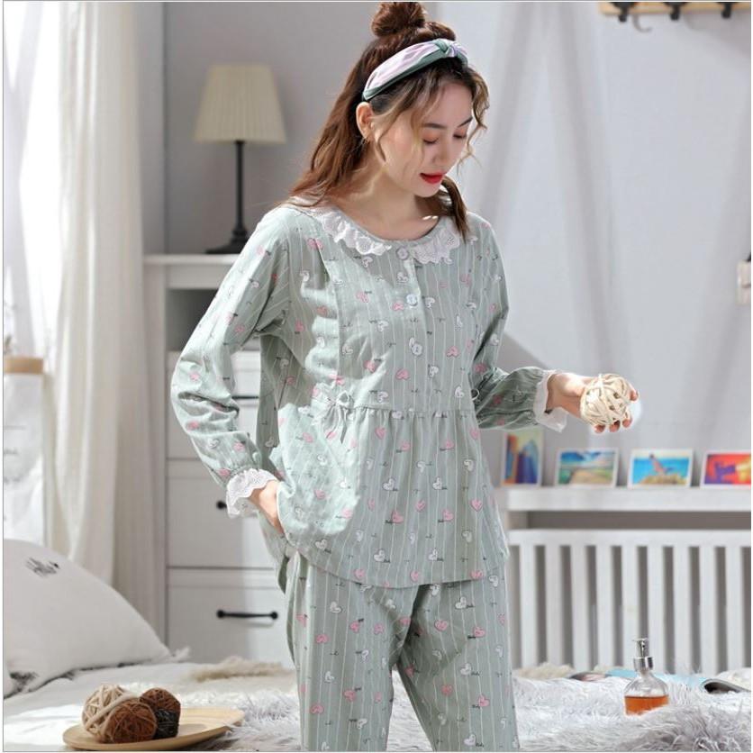 Bộ đồ bầu và sau sinh cho bé bú chất cotton BDT12