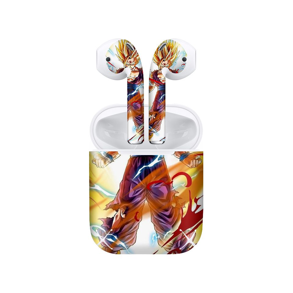 Miếng dán skin chống bẩn cho tai nghe AirPods in hình Songoku Dragon Ball - 7vnr018 (bản không dây 1 và 2