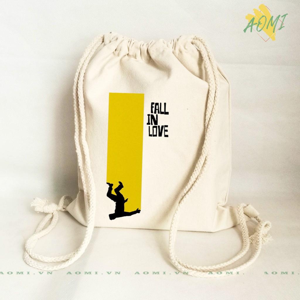 BALO SLOGAN HAY MINI AOMIVN DÂY RÚT NHỎ XINH UNISEX CHẤT CANVAS THỜI TRANG CUTE XINH ĐẸP TIỆN ÍCH DẠO PHỐ DU LỊCH