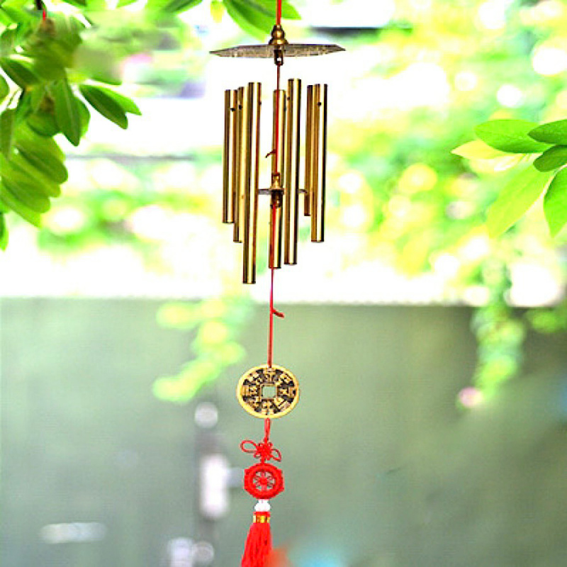 CHUÔNG GIÓ BÁT QUÁI 6 THANH PHONG THUỶ BẰNG ĐỒNG CHIÊU TÀI , HOÁ SÁT