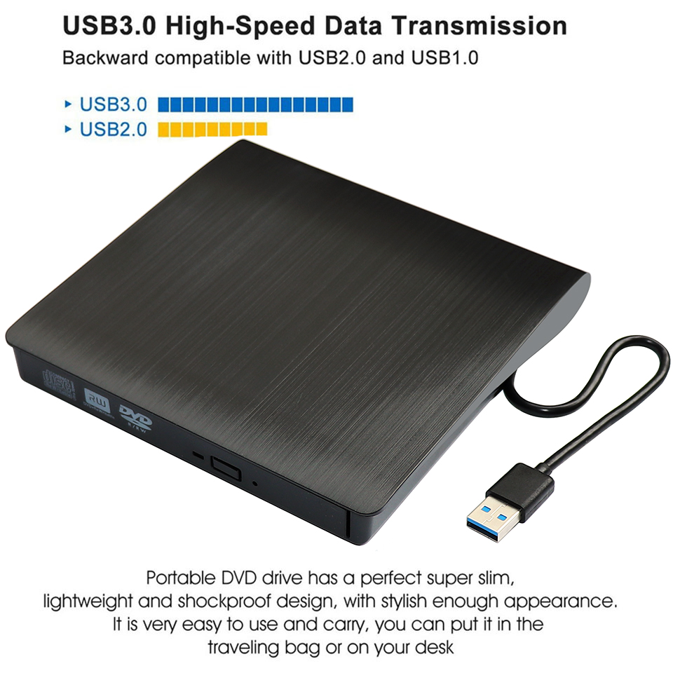 USB 3.0 Slim External DVD RW CD Writer Drive Burner Reader Player Optical Drives For Laptop PC dvd burner dvd portatil
