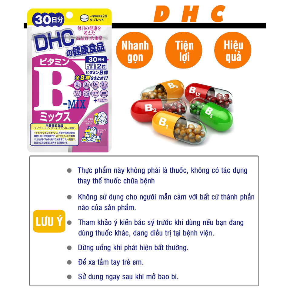 Viên uống Vitamin B tổng hợp DHC Nhật Bản thực phẩm chức năng bổ sung 8 loại vitamin B tốt cho sức khỏe và sắc đẹp JN-DHC-MIX