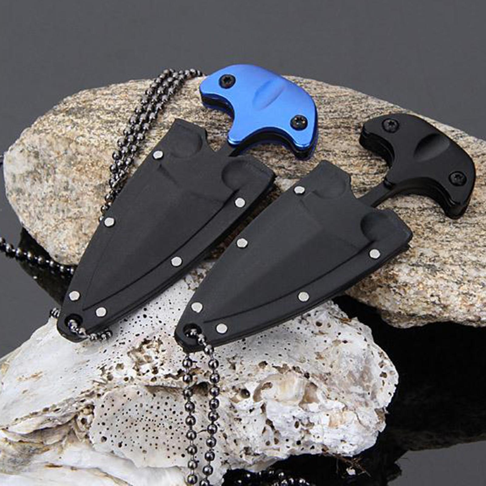 Portable Durable Multifunction Camping Knife Tea Knives Necklace Pendant Stainless Steel with Chain