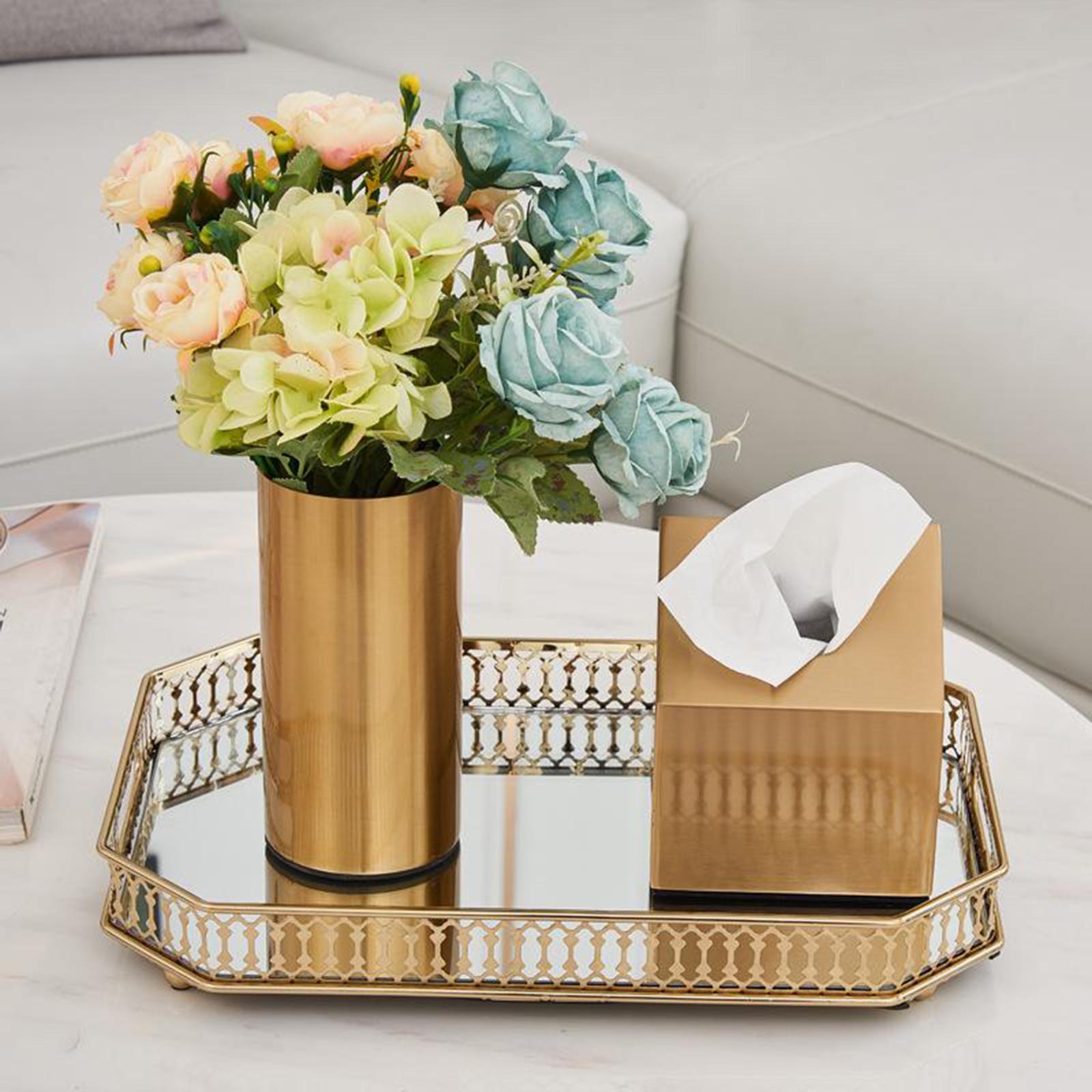 Mirrored Crystal Vanity Tray - Ornate Decorative Tray for Perfume, Jewelry and Makeup