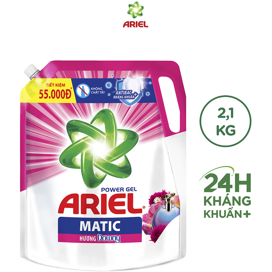 Combo 2 Túi Nước Giặt Ariel Matic Hương Downy (2.1Kg/ Túi)