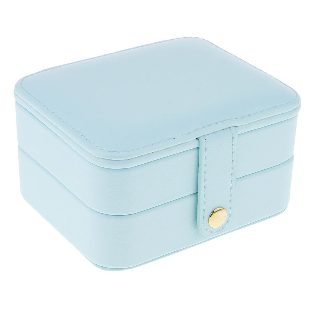 Portable PU Leather Double Layer Travel Earrings Jewelry Box Storage with Mirror