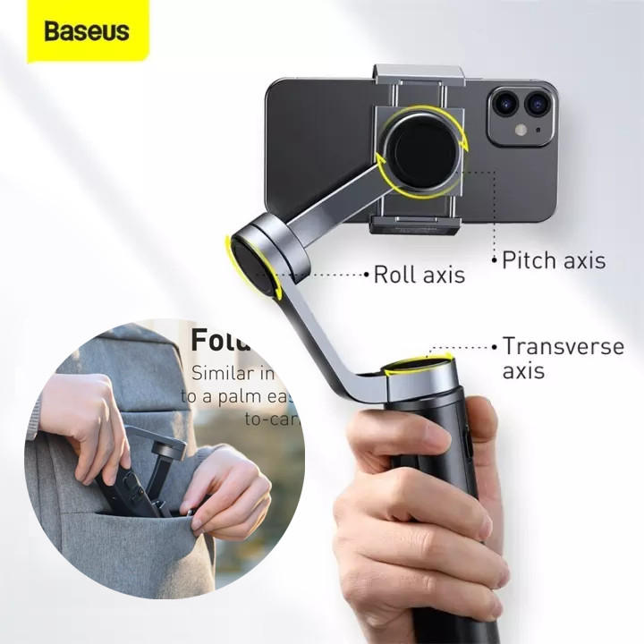 (Hàng chính hãng) Gậy selfie Baseus, thiết kế nhỏ gọn, gimbal 3 trục ổn định dành cho IOS, Android Camera trợ thủ cho những chuyến đi du lịch, trải nghiệm xa, giúp bạn có những bức ảnh video đỉnh cao