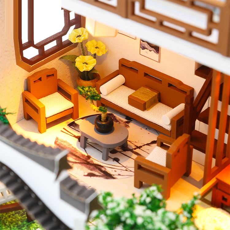 Mô hình nhà DIY Doll House Auspicious Sign Loft Kèm Mica Chống bụi và Bộ công cụ lắp ráp