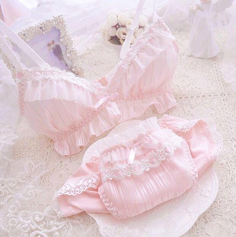 Nữ Sinh Lolita Ren Trong Suốt Áo Ngực Và Quần Bộ Nhật Bản Dễ Thương Kawaii Đồ Lót Áo Ngực Thông Bộ Quần Lót Quần Sịp Nữ Cô Gái