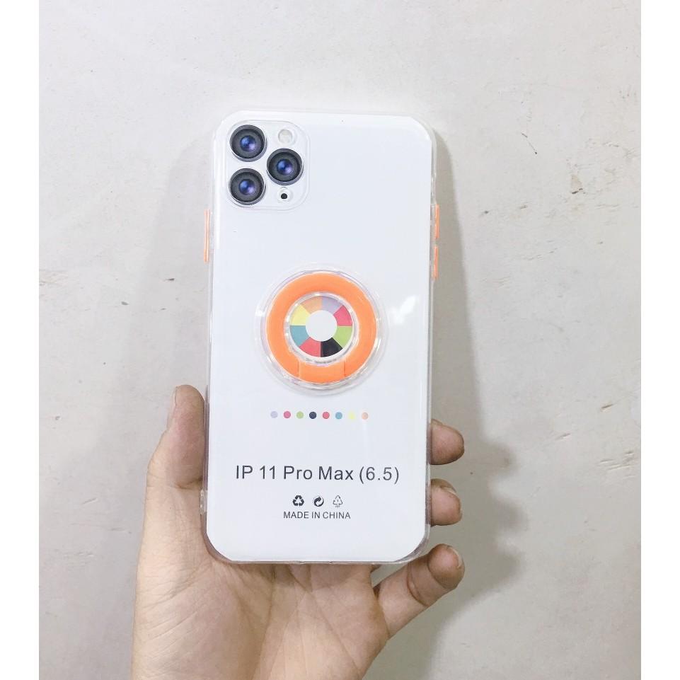 Ốp lưng dẻo trong suốt kèm iring màu, nút màu dành cho Iphone 7plus/8plus/x/xs/xsmax/11/11promax, 12promax