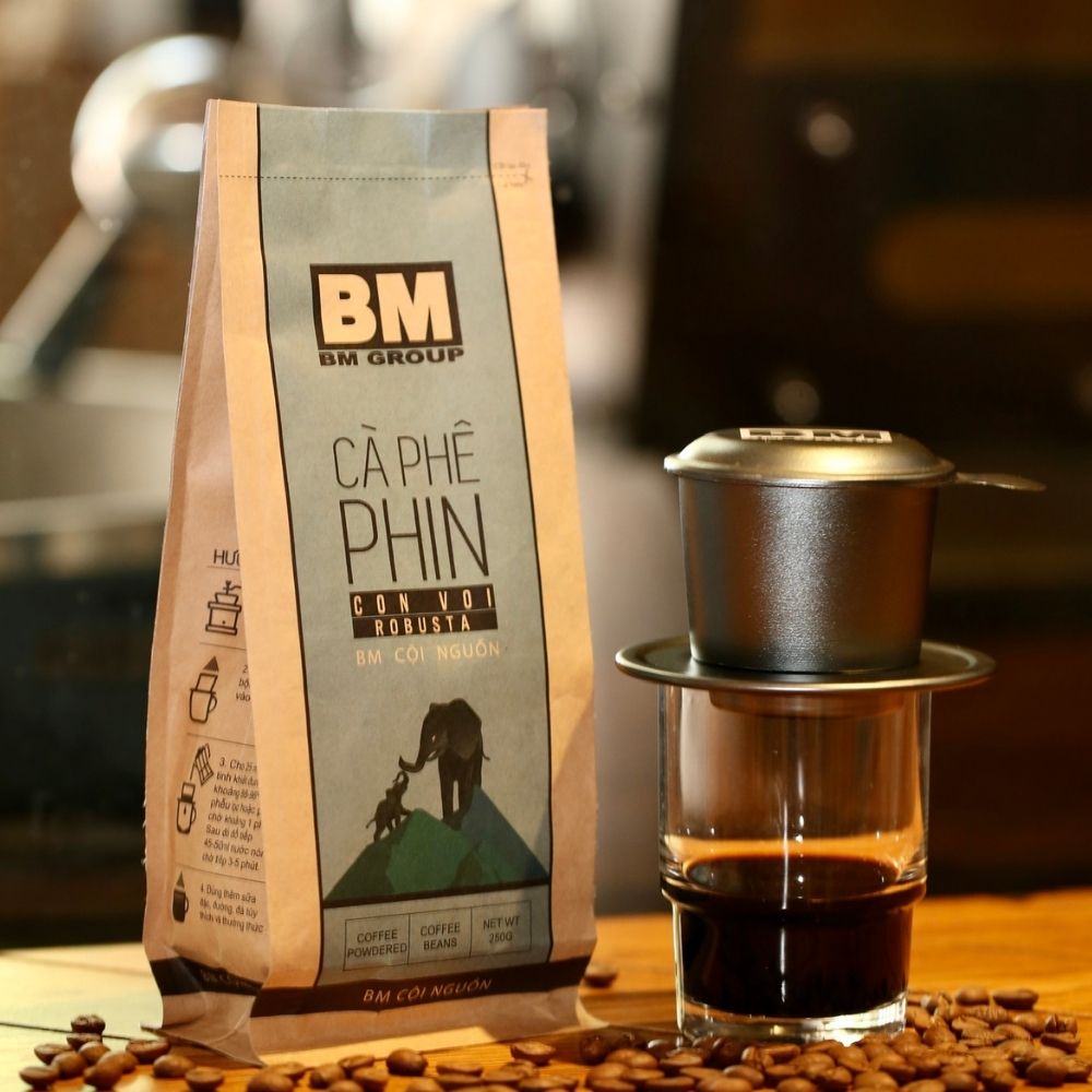 Cà Phê Bột [Gói 250g] Robusta - BM Cội Nguồn- Hái chín - Rang Mộc - Nguyên Chất - BM GROUP