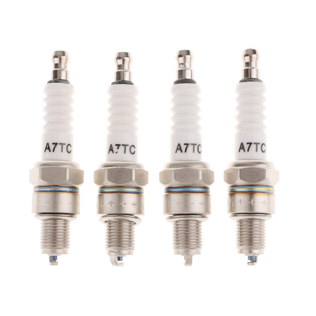 4 Miếng Bugi A7TC A7TJC 3 Điện Cực GY6 50-125cc Moped Xe Tay Ga ATV Quad