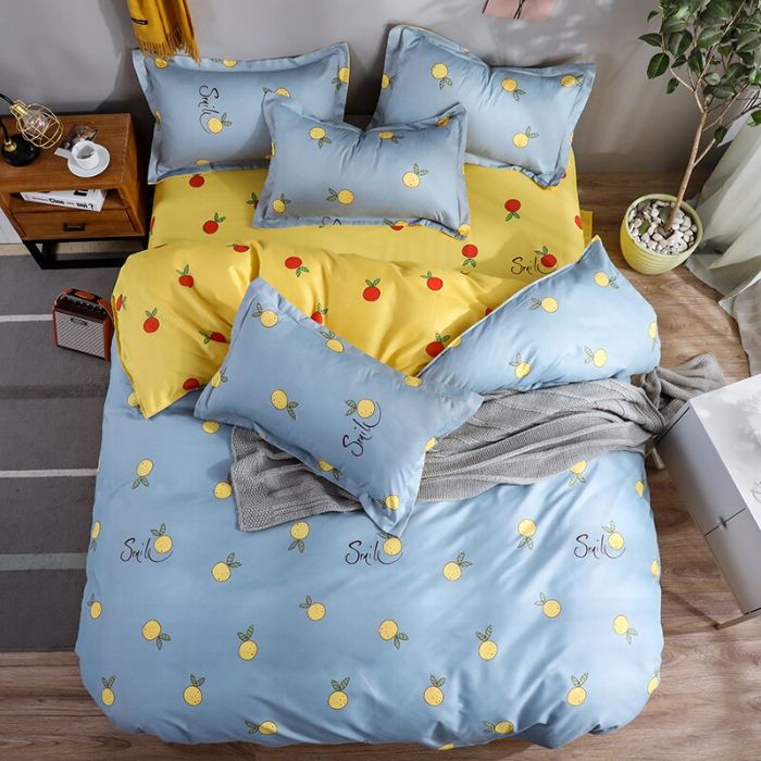 Bộ chăn ga gối Cotton cao cấp 1m6x2m quả cây vàng THC174