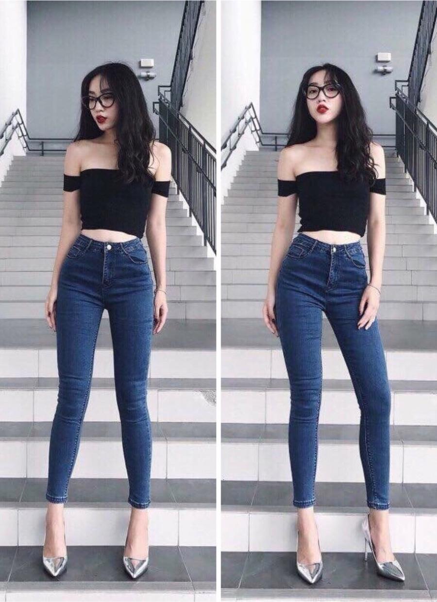 Quần jean dài xanh đậm big size co dãn mạnh