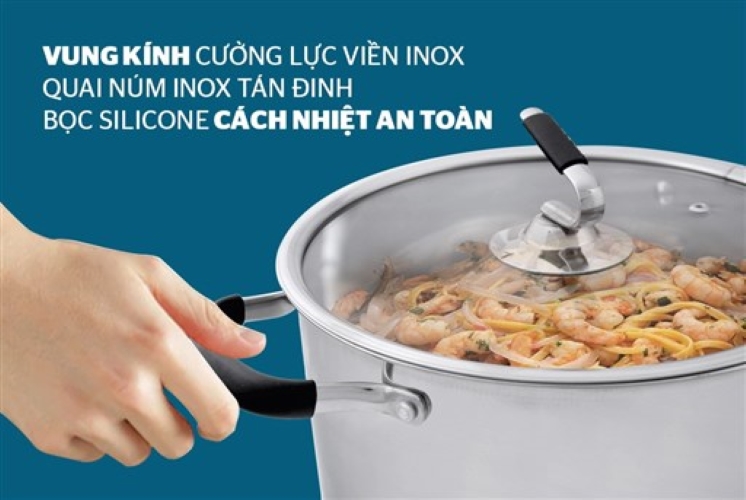 Bộ 3 Nồi Inox 5 Đáy Vung Kính Bếp Từ Sunhouse SH891