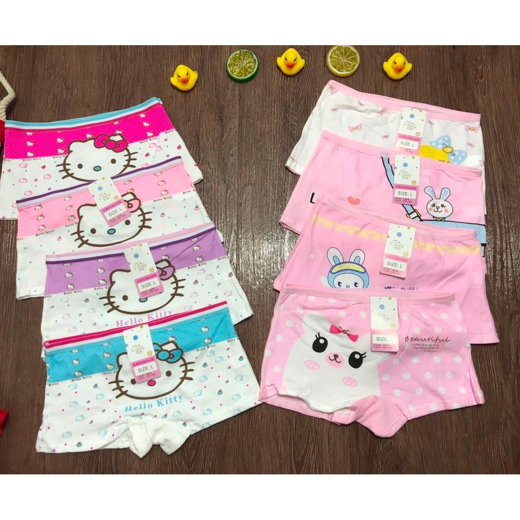 Set 4 Quần Chip Đùi Cotton Hình Cute Cho Bé, Quần Lót Đùi Cotton Mềm Mịn Cho Bé Gái