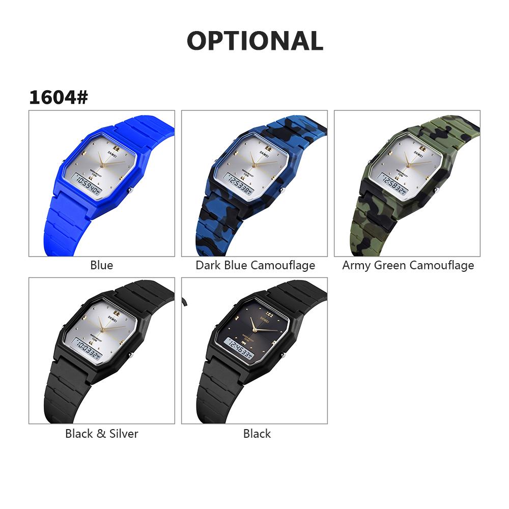 Đồng hồ điện tử kỹ thuật số siêu mỏng cho nam SKMEI Màn hình kép Unisex 3 Chế độ thời gian Ngày trong tuần Đồng hồ báo thức chống nước 5ATM