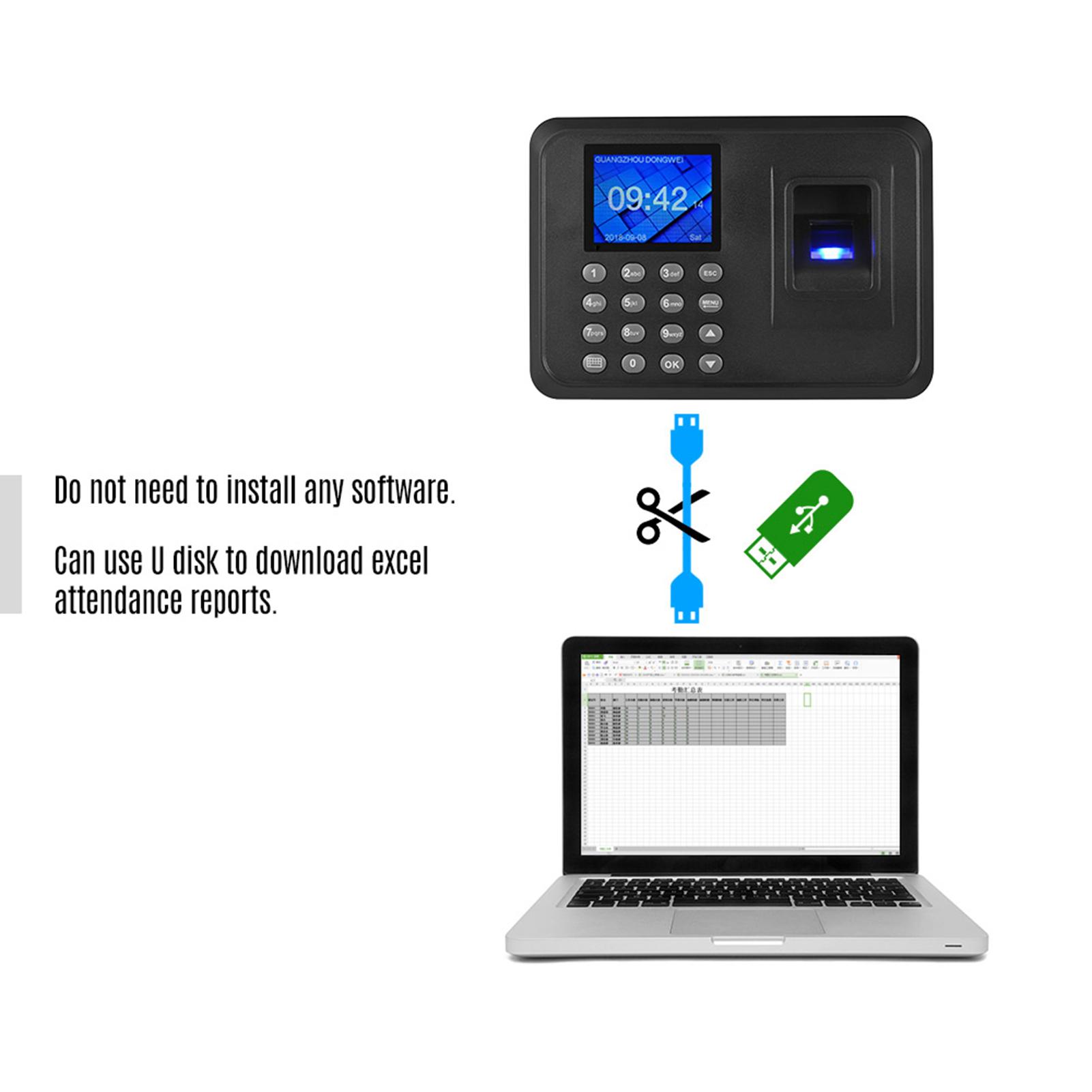Máy Chấm Công Mật Khẩu Vân Tay Sinh Trắc Học Đa Ngôn Ngữ Với Màn Hình Lcd 2,4 Inch H1